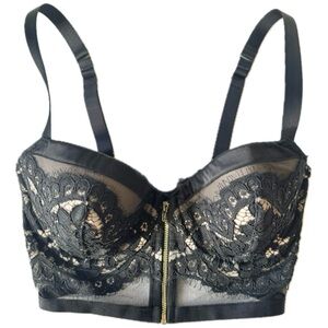 VICTORIA’S SECRET | CORSET BRA | BUSTIER | WIRED | BLACK | LACE | PUSH-UP | 34DD